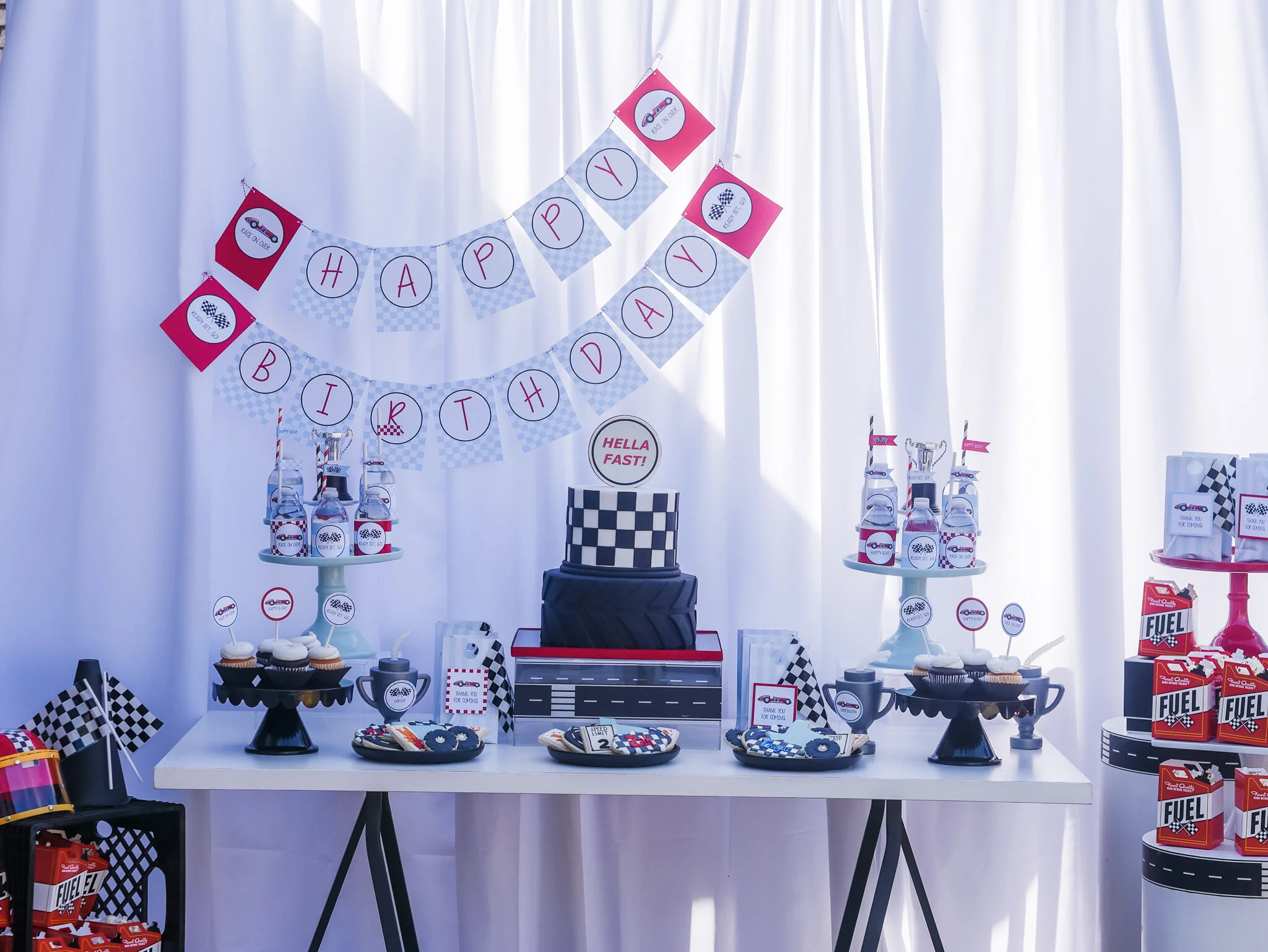 thumbnail image 2 of Racing Themed Happy Birthday Banner - 40 Inch, 2-Piece, For Car Fan Party Decorations 2 of 10
