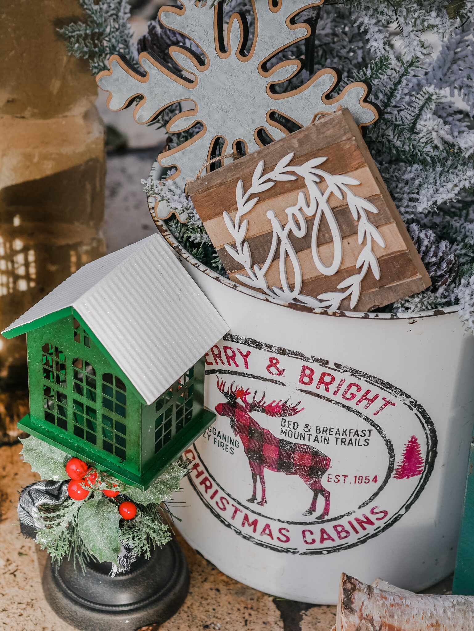 A modern farmhouse style Christmas porch designed by MINT Event Design in Austin, TX. Get more details and holiday decor ideas now at minteventdesign.com!