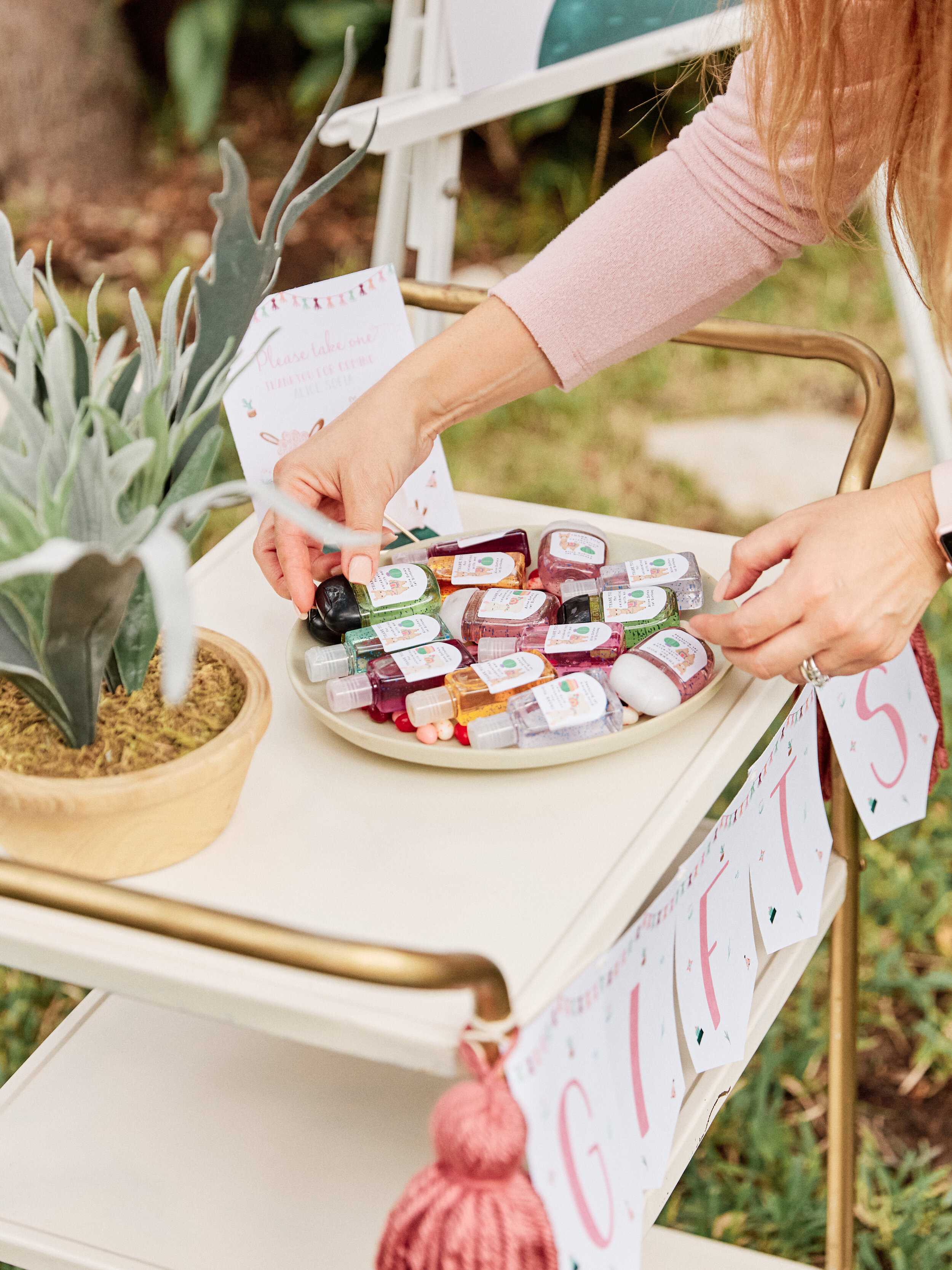 Llama Picnic Party Sanitizer Station - get details and more party inspiration now at minteventdesign.com!