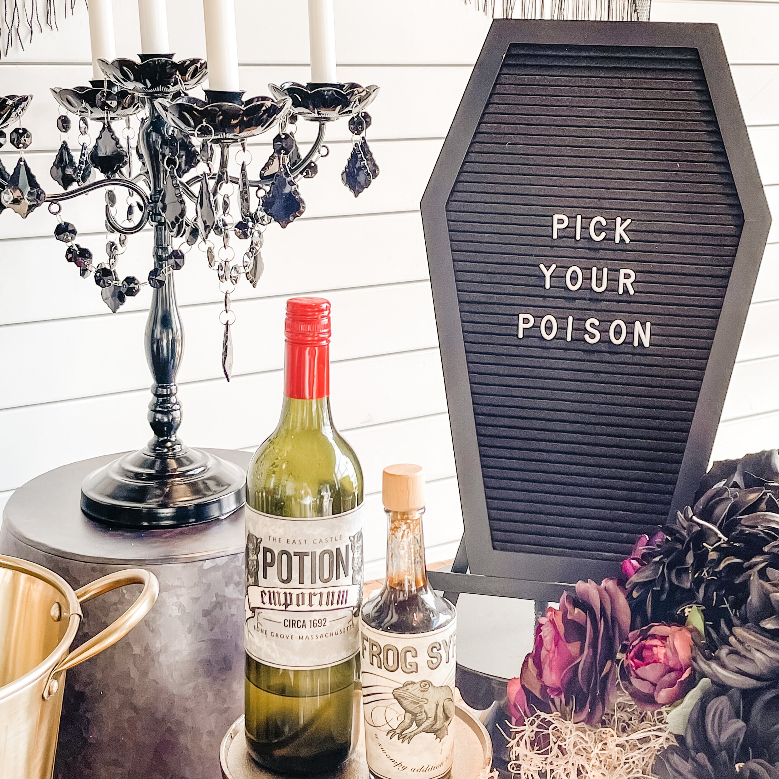 Throw a fun “Death to my Twenties” 30th Birthday Party with "Pick your Poison" drink station! Get ideas for welcome area, food bar, decor and more now at minteventdesign.com!
