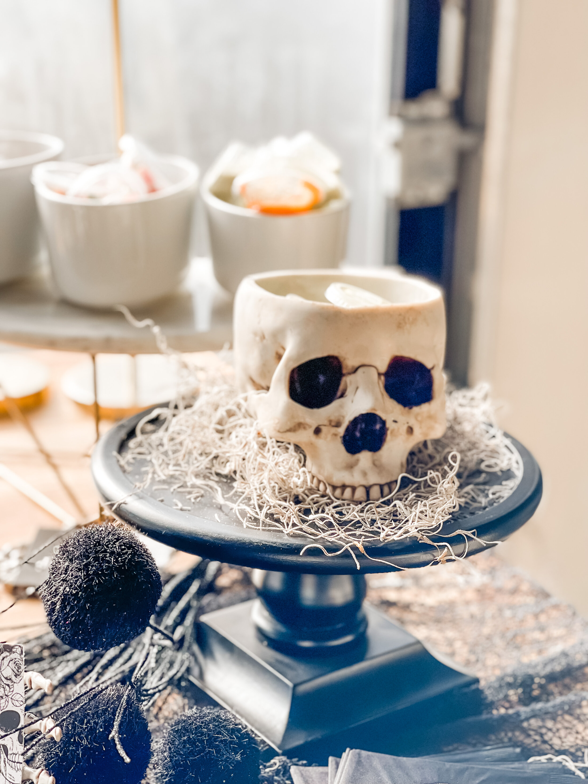 Throw a fun “Death to my Twenties” 30th Birthday Party with dark and mysterious food bar! Get ideas for welcome area, food bar, decor and more now at minteventdesign.com!