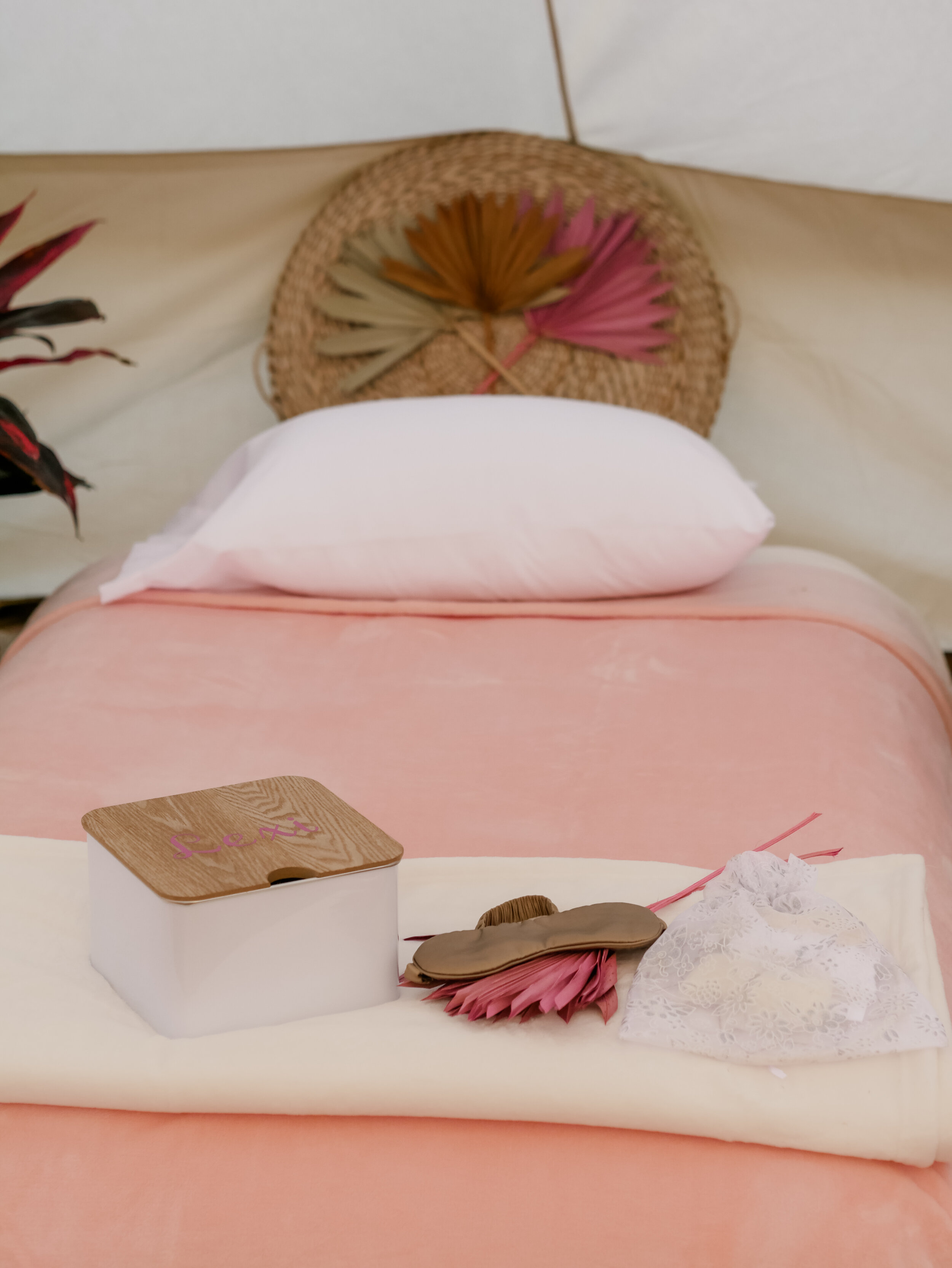  Boho Chic luxury backyard Glamping experience slumber party kit - with large rentable tent and picnic area from MINT Event Design in Austin, TX! Perfect for teen slumber parties, birthday parties, or bachelorette parties. See how event designer Caro