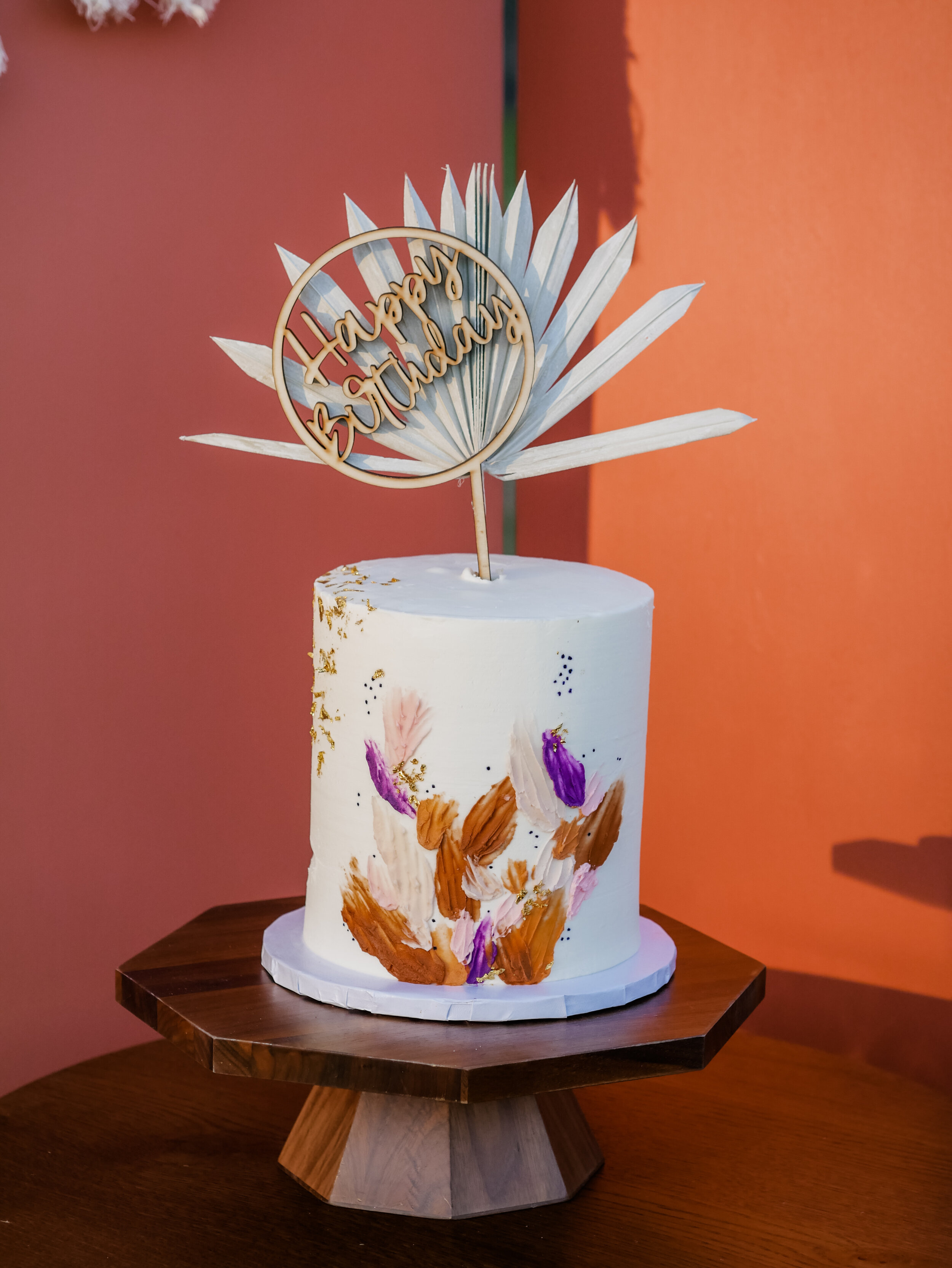  Boho Chic Birthday Cake for a luxury backyard Glamping experience - with large rentable tent and picnic area from MINT Event Design in Austin, TX! Perfect for teen slumber parties, birthday parties, or bachelorette parties. See how event designer Ca
