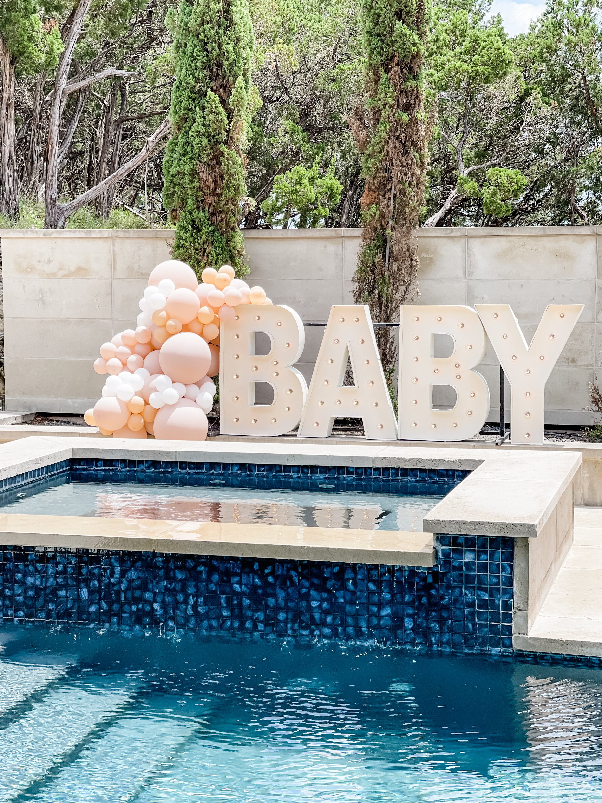  Marquee Baby Shower sign - Host a stylish and relaxed Tulum beach-inspired Baby Shower with these ideas for food bar, drink station, picnic style seating, decor and more from event designer Carolina of MINT Event Design in Austin, Texas. Get details
