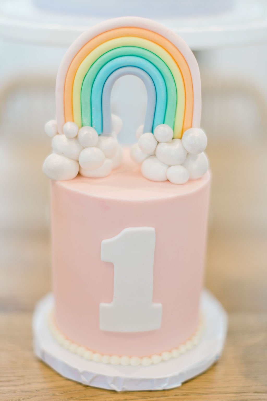 Rainbow First Birthday Smash Cake - get details and more Rainbow Party inspiration at www.minteventdesign.com!