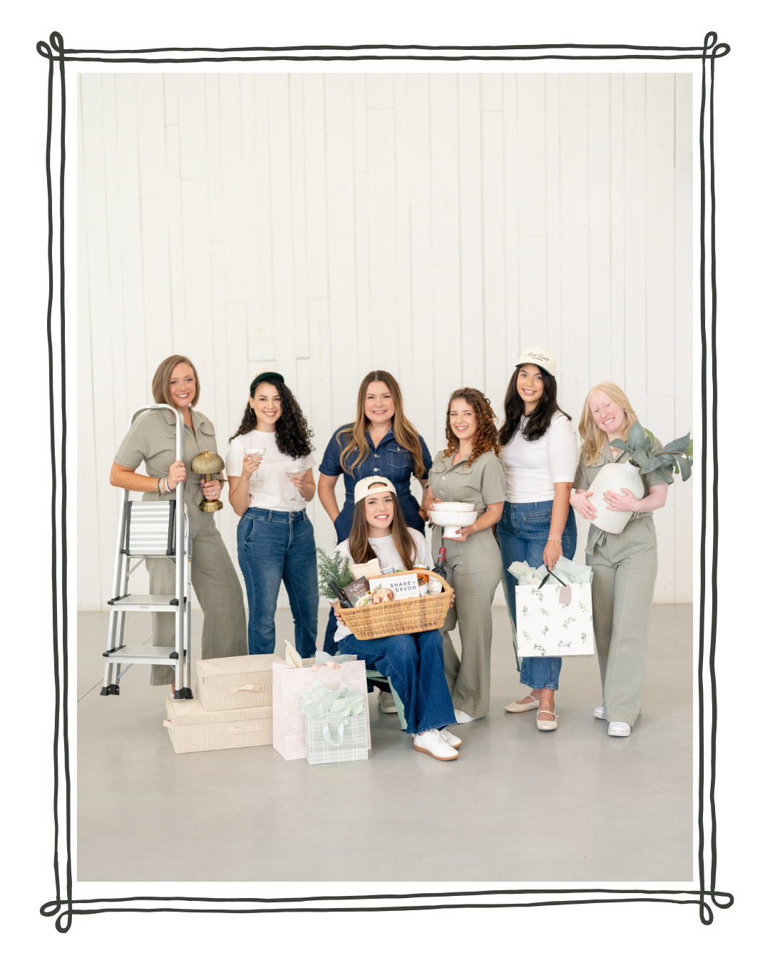 Mint Events team holding styling and gifting items for their lifestyle concierge and event planner services