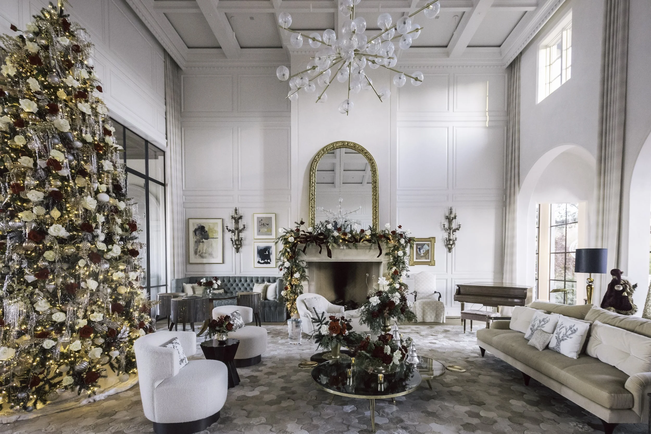 Luxury Christmas party decor in Austin home