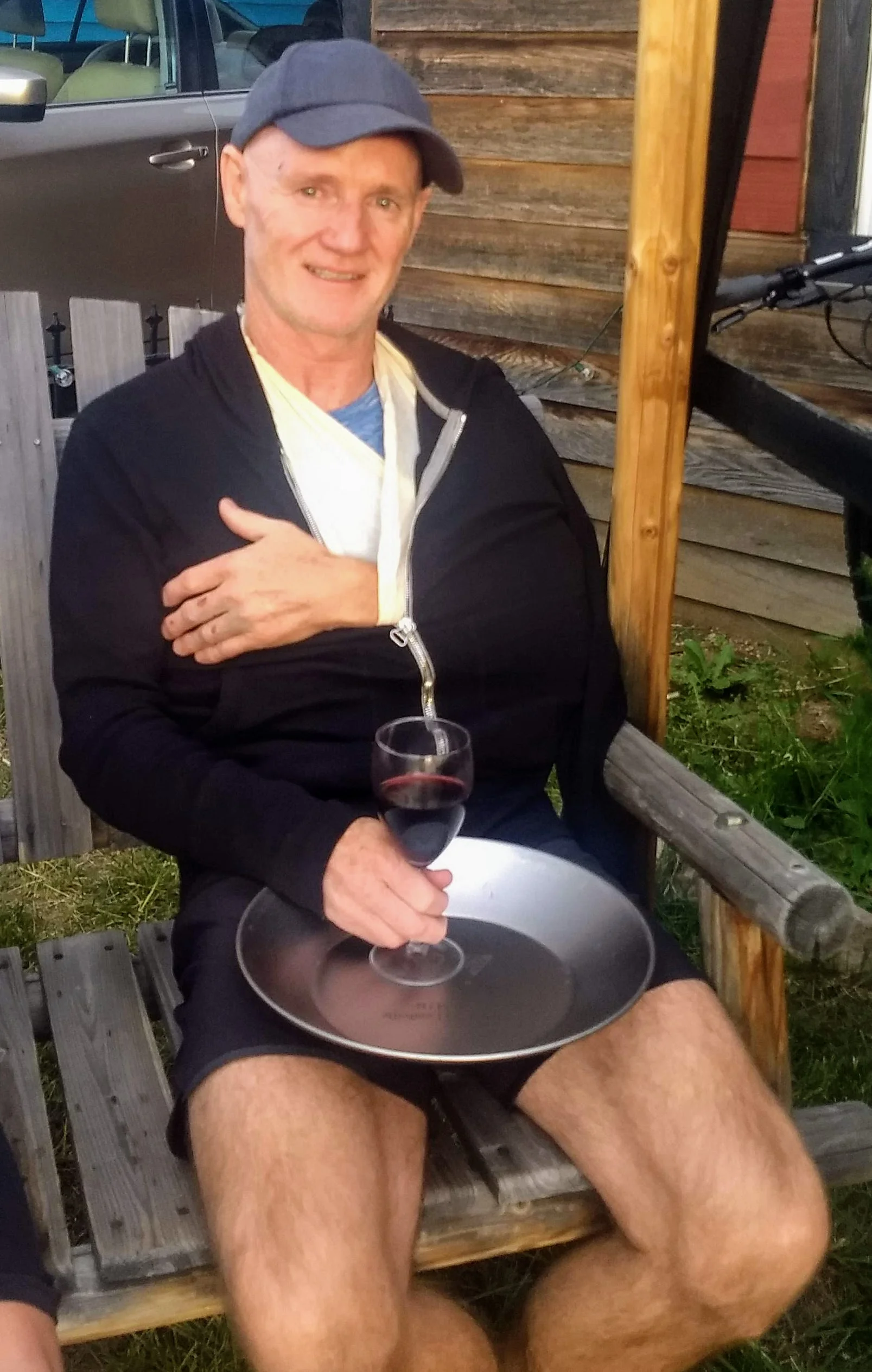 An unfortunate day for John Kelleher - hit head on by a pro rider. Dislocated shoulder.