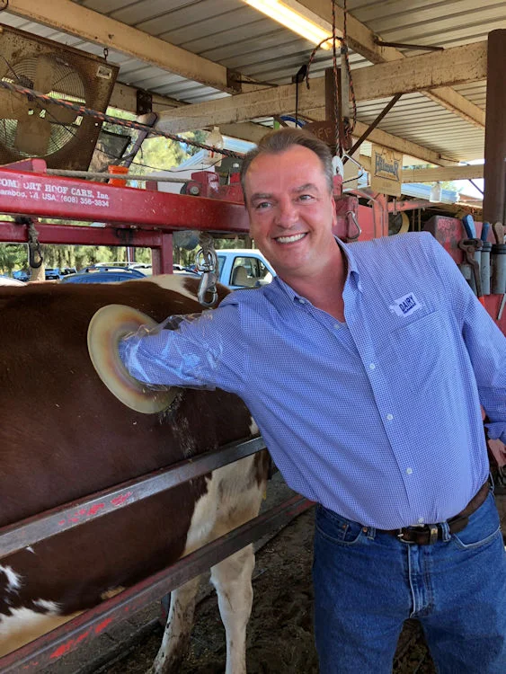 This photo is from Frank Mitloehner’s Twitter account where he tries to correct the misinformation being spread about the beef industry daily. Here he is taking rumen samples from a fistulated cow to measure her microbiome and resulting enteric methane. Follow him @GHGGuru