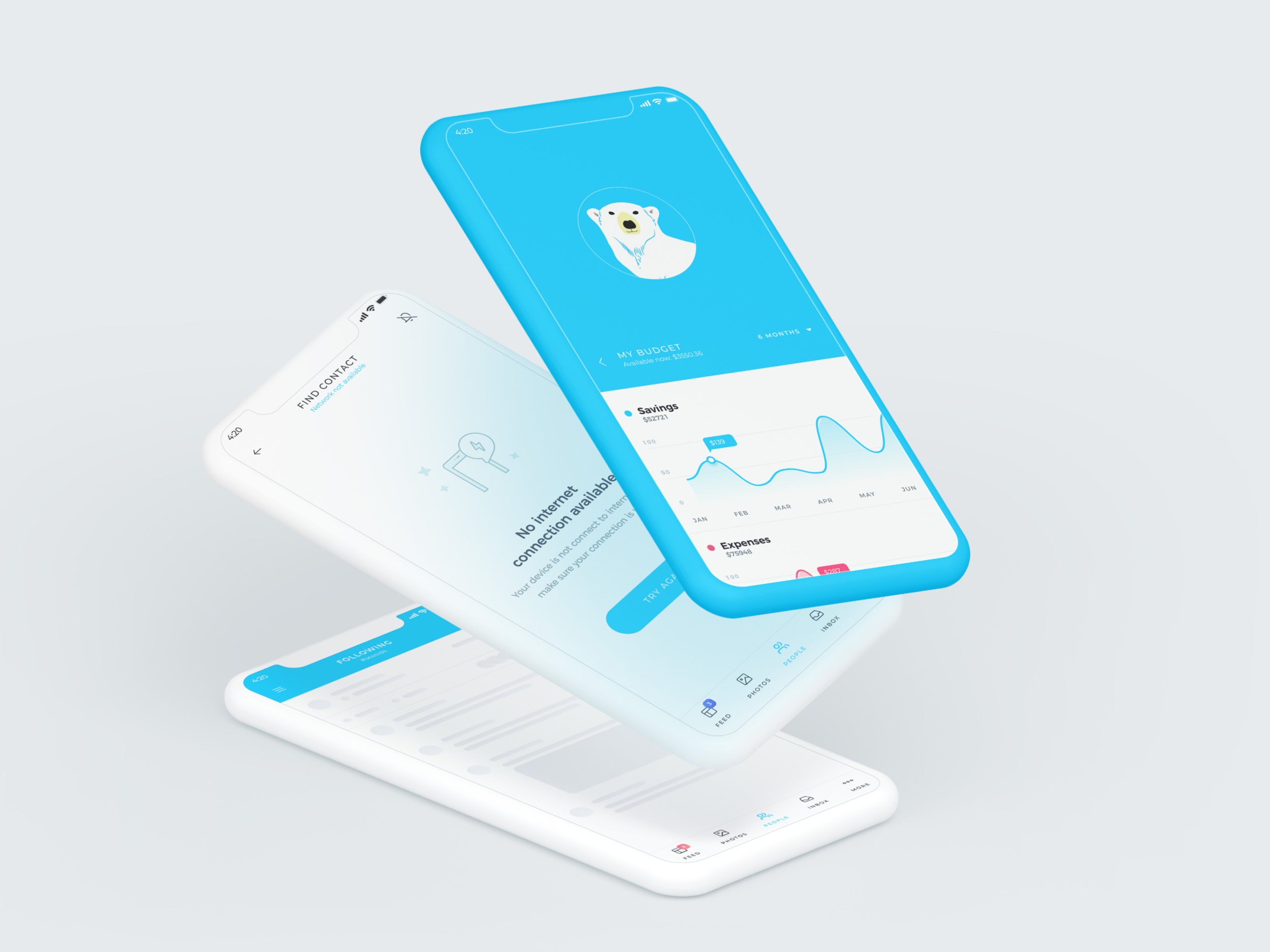Flying phone mockups  (so you don’t focus too much on the actual design): one of the hottest portfolio trends in 2019.