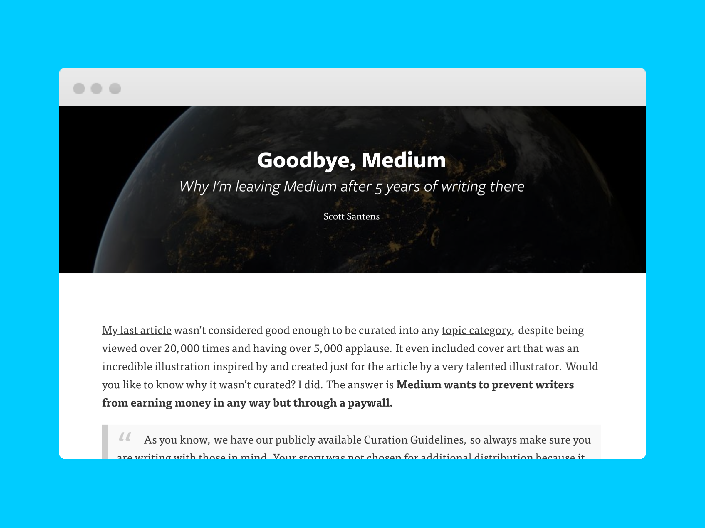 Article on why a designer is leaving Medium
