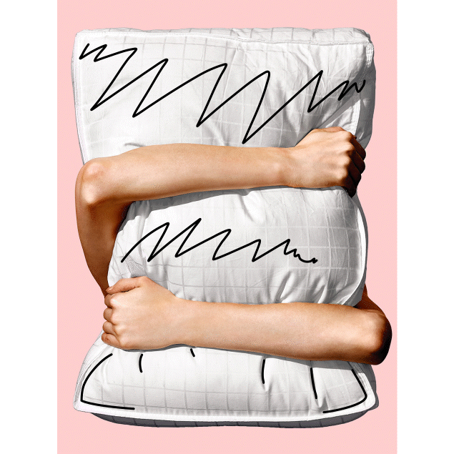 Person hugging a pillow, maybe screaming maybe just seeking comfort