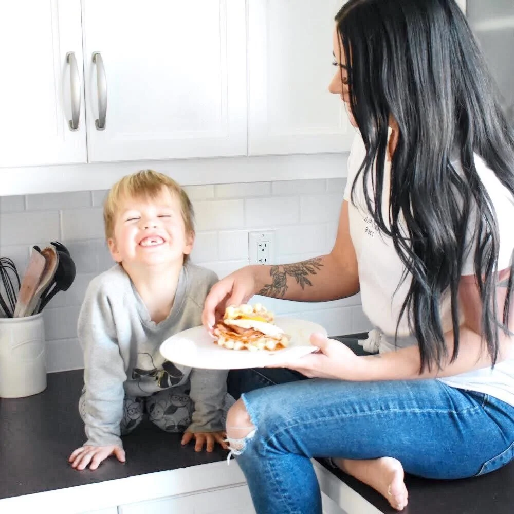 Spicy Waffle Breakfast Sandwich with Maple Lodge Farms