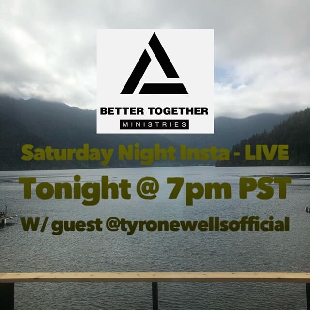 Tune in at 7pm PST if you can. @bettertogetherministries @stephanielavik @jadonlavik @tyronewellsofficial