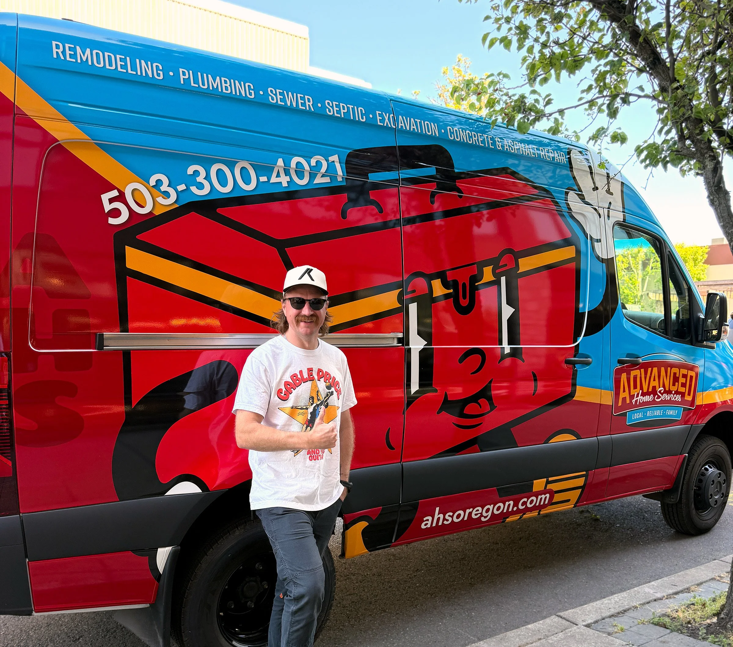  Mockups are great, but nothing beats the real deal. I designed vehicle wraps for the growing AHS fleet that will serve as a major marketing touchpoint and mobile billboard.  Vehicle wraps are becoming more popular in the trades, so it was important 