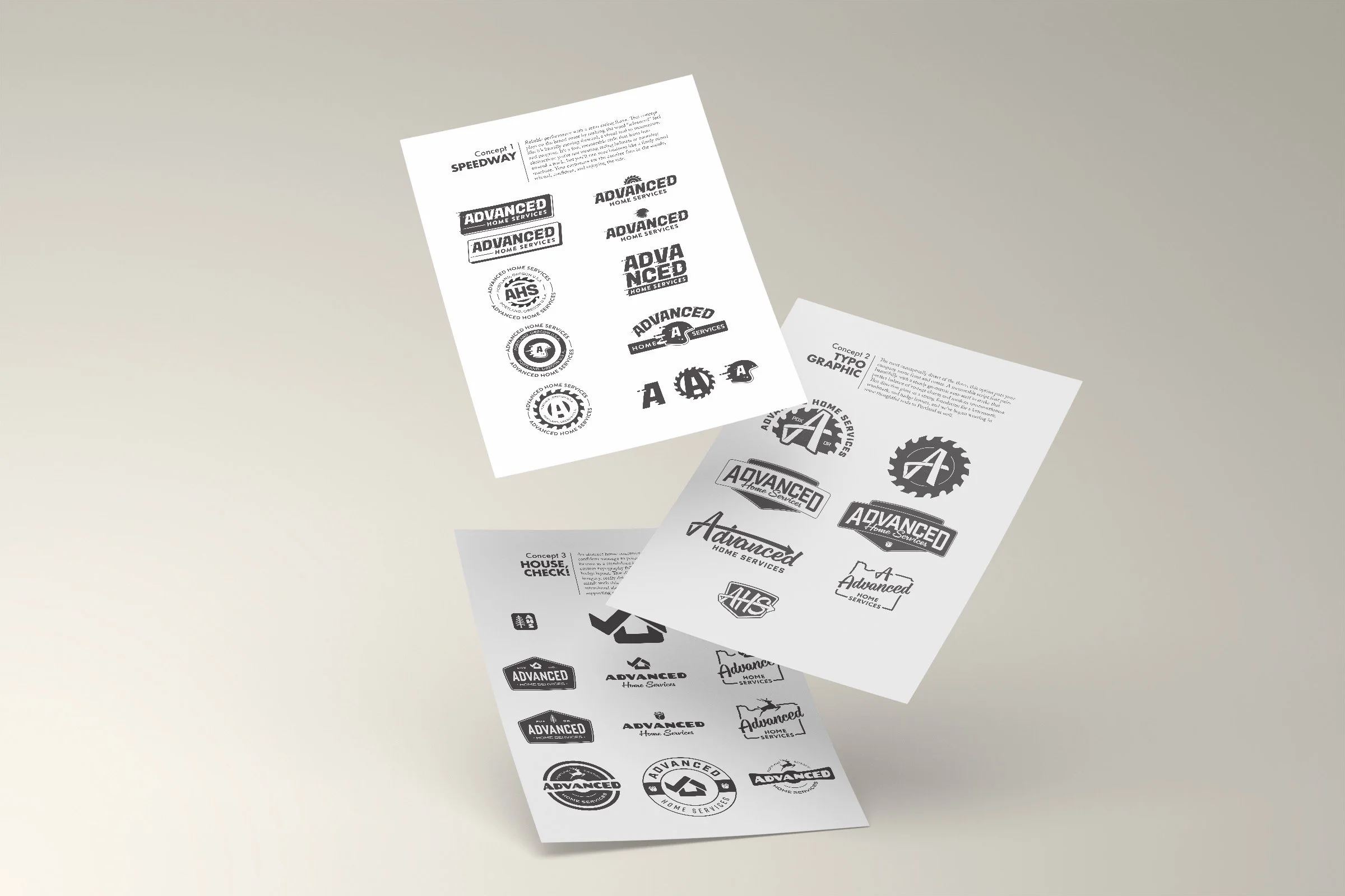  I presented the first round of concepts and after some discussion, we agreed that the badges and typographic approach from concept two aligned most closely with the brand direction. However, Lance and Hannah ultimately decided that the saw blade was