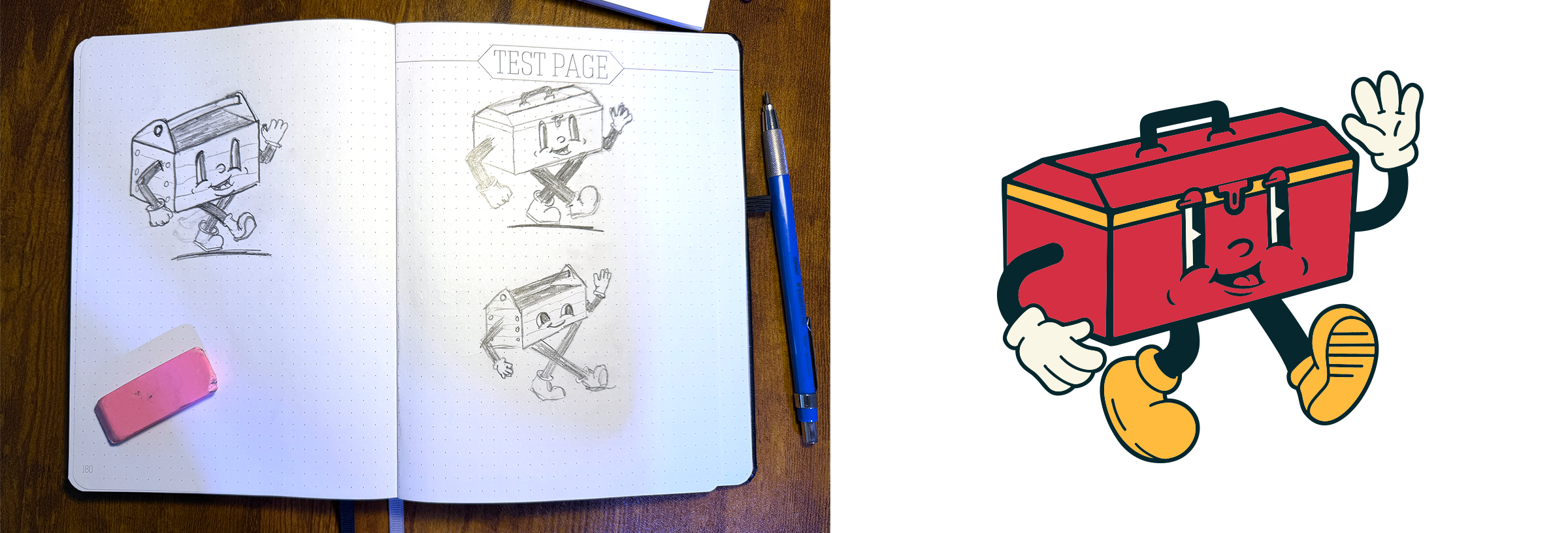  I put pencil to paper and explored a variety of ideas for the AHS mascot. The client didn’t want to commit to one specific tool that would paint them into a corner as far as services they offered and any personified letter ‘A’ immediately made peopl