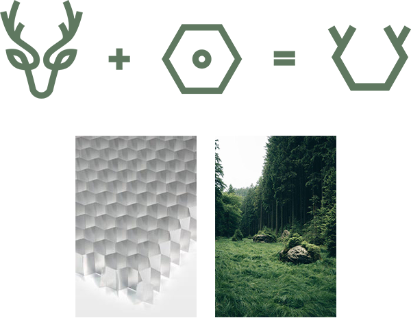  Ved å binde sammen elementer fra naturen og ingeniørfaget, så skapte vi et nytt merke, Purehunt.   Hexagon -formen   er hovedinspirasjonen da lyddempernes teknologi tar i bruk den samme formen. Den er også representert i bikakestrukturer som er ster