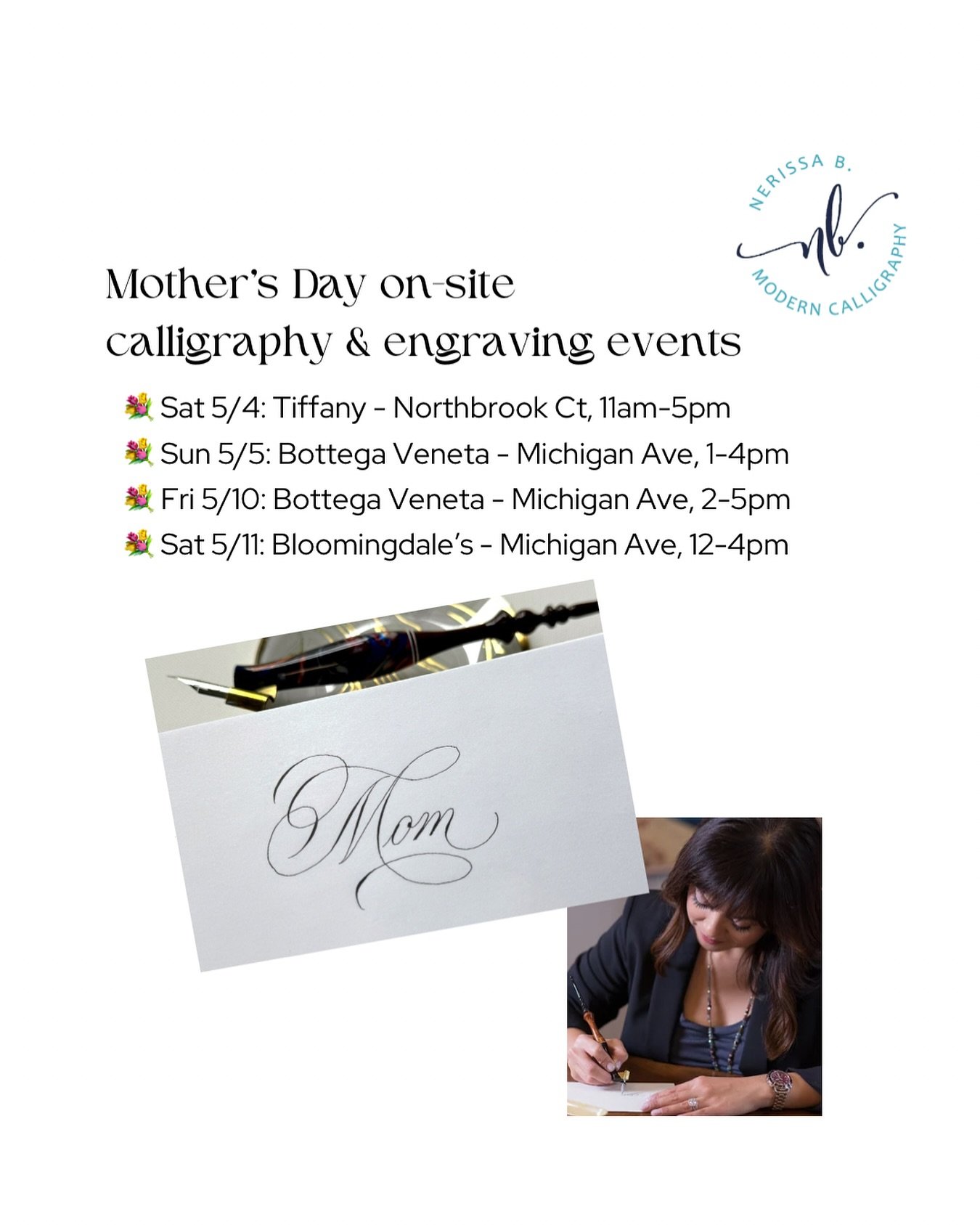 Well it&rsquo;s been a minute, hasn&rsquo;t it? May days are here already, which means it&rsquo;s time for Mother&rsquo;s Day on-site events! Looking forward to adding a touch of added elegance to some lovely gifts over the next couple of weeks... 🖋