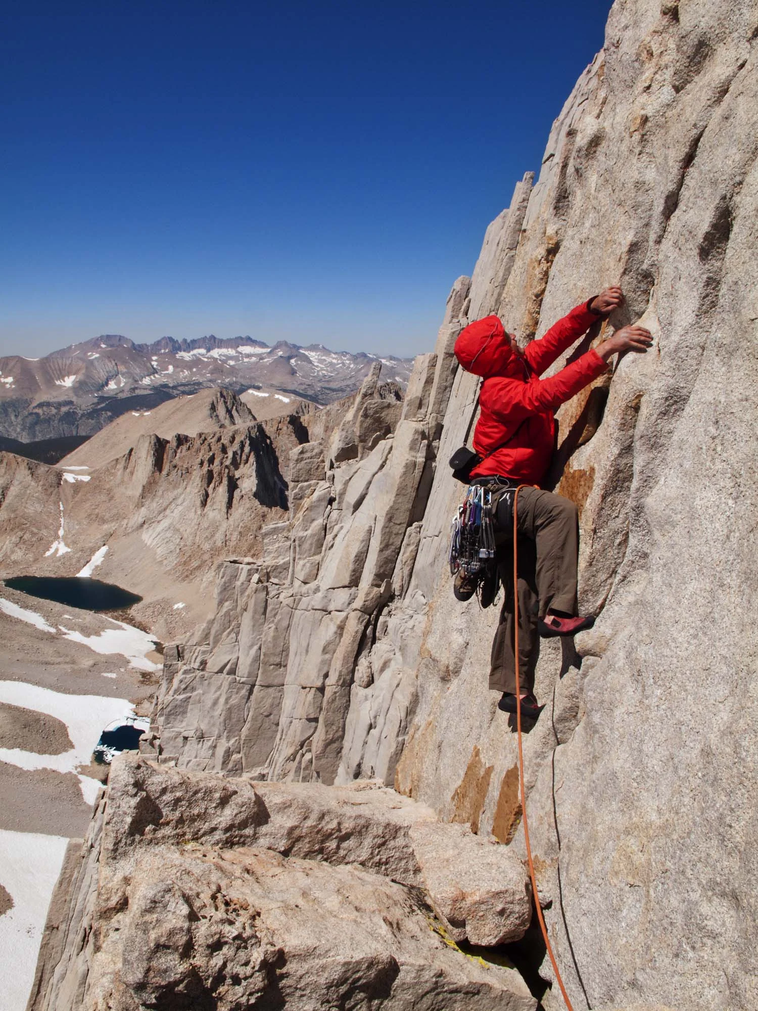 Climber on Fishhook Arete