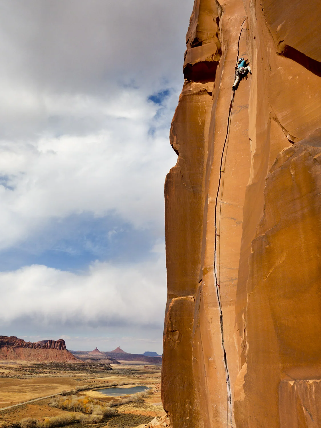 Rosa Tran climbing the iconic and much photographed route 'Scarface' in Indian Creek.