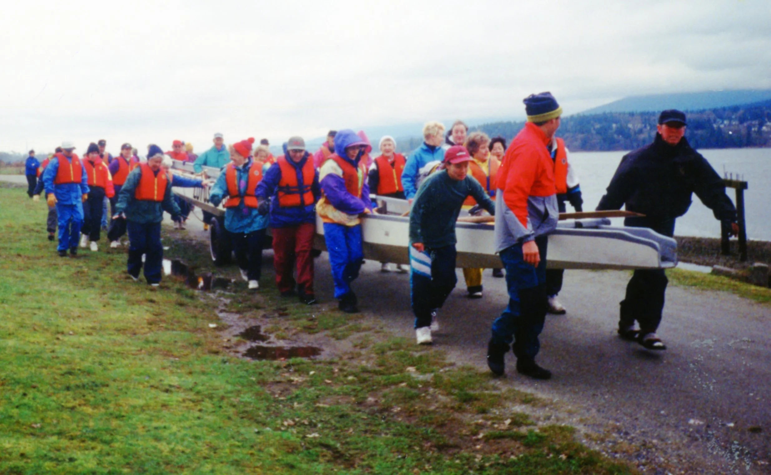 Lotus boats were rented and hauled down to Barnet Beach (Burrard Inlet) for training.