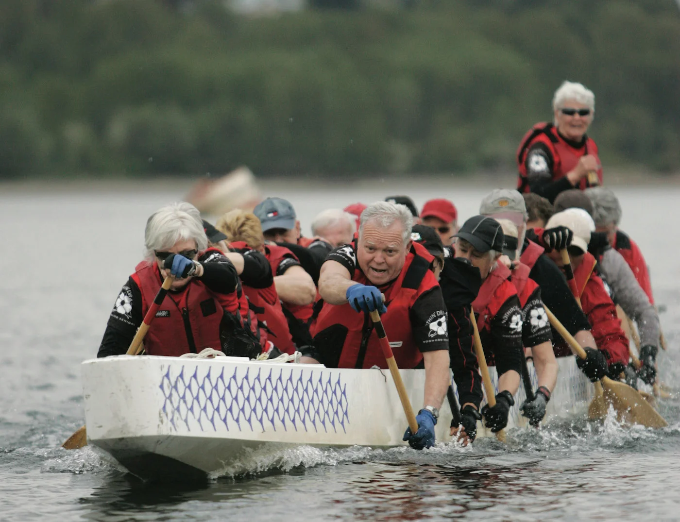 EARLY YEARS: An action photo showing the late Dan Strain in the stroke position (front right) for the Nothin’ Dragon Masters (Photo: Laura Leyshon)