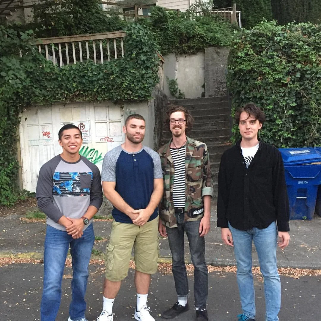 My worlds meet - Chris, Kelly, Johnathan, and Josh outside of 4755 22nd Ave NE. July 2016 Seattle, WA.