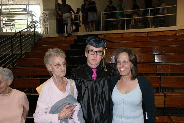 Grandma, Mom, and I after high school graduation. Max Jones Fieldhouse. May 2011. 