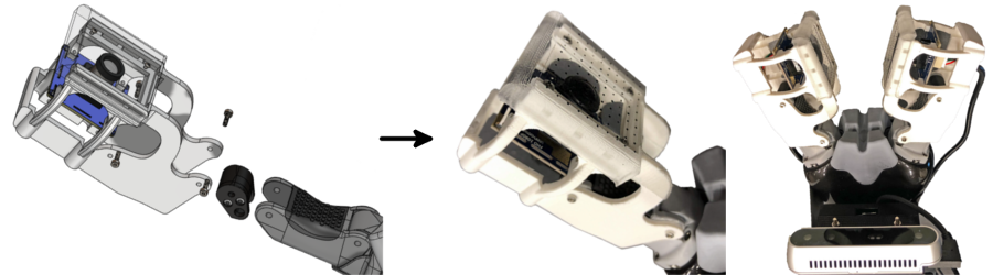 Design and the integration of the FingerVision sensors on the Kinova 2-finger gripper