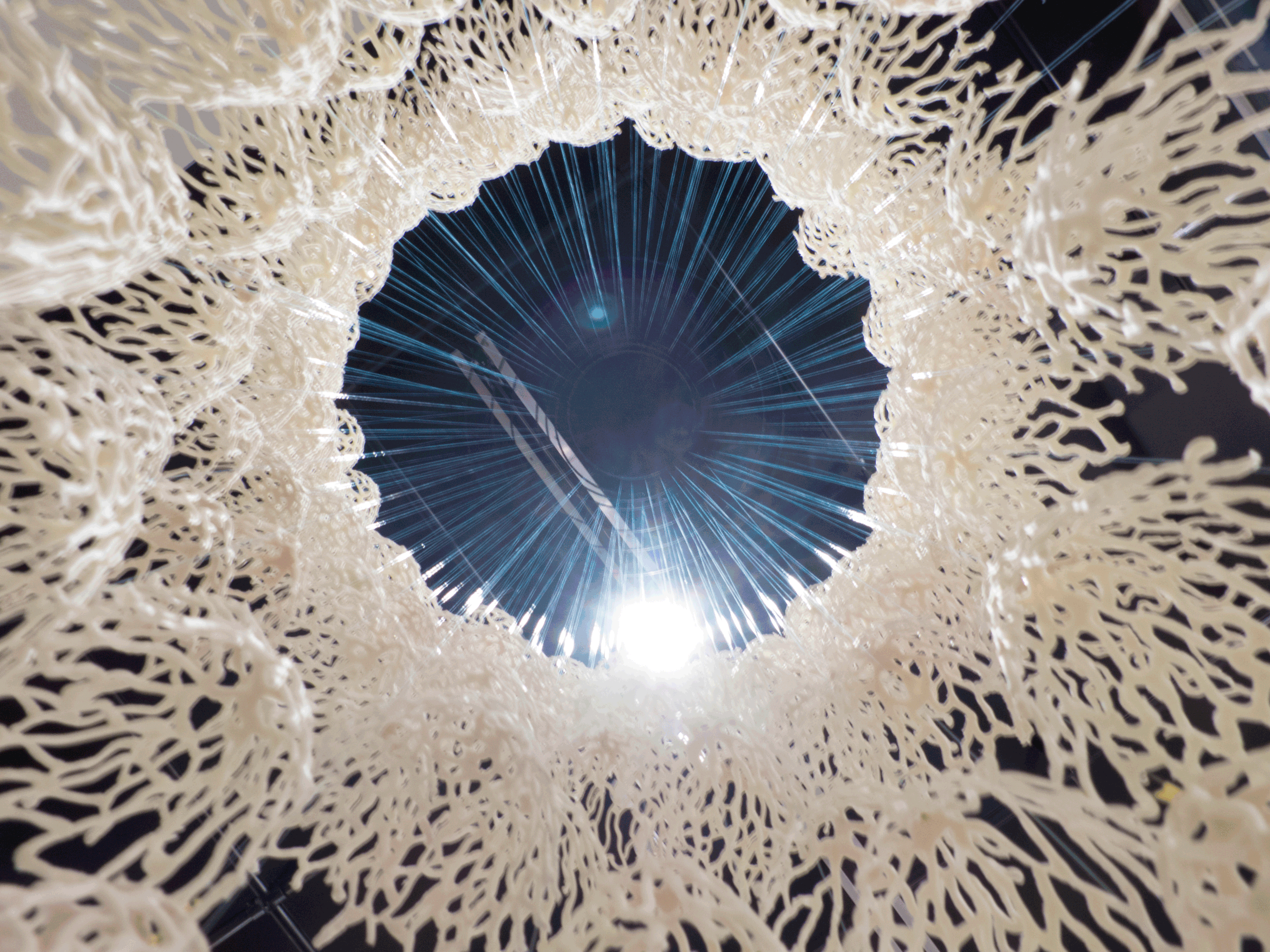 Micro-vascular Corrosion. Ceramic, Monofilament, Hardware, Steel. 60’’ x 60’’ x 144’’. 2013