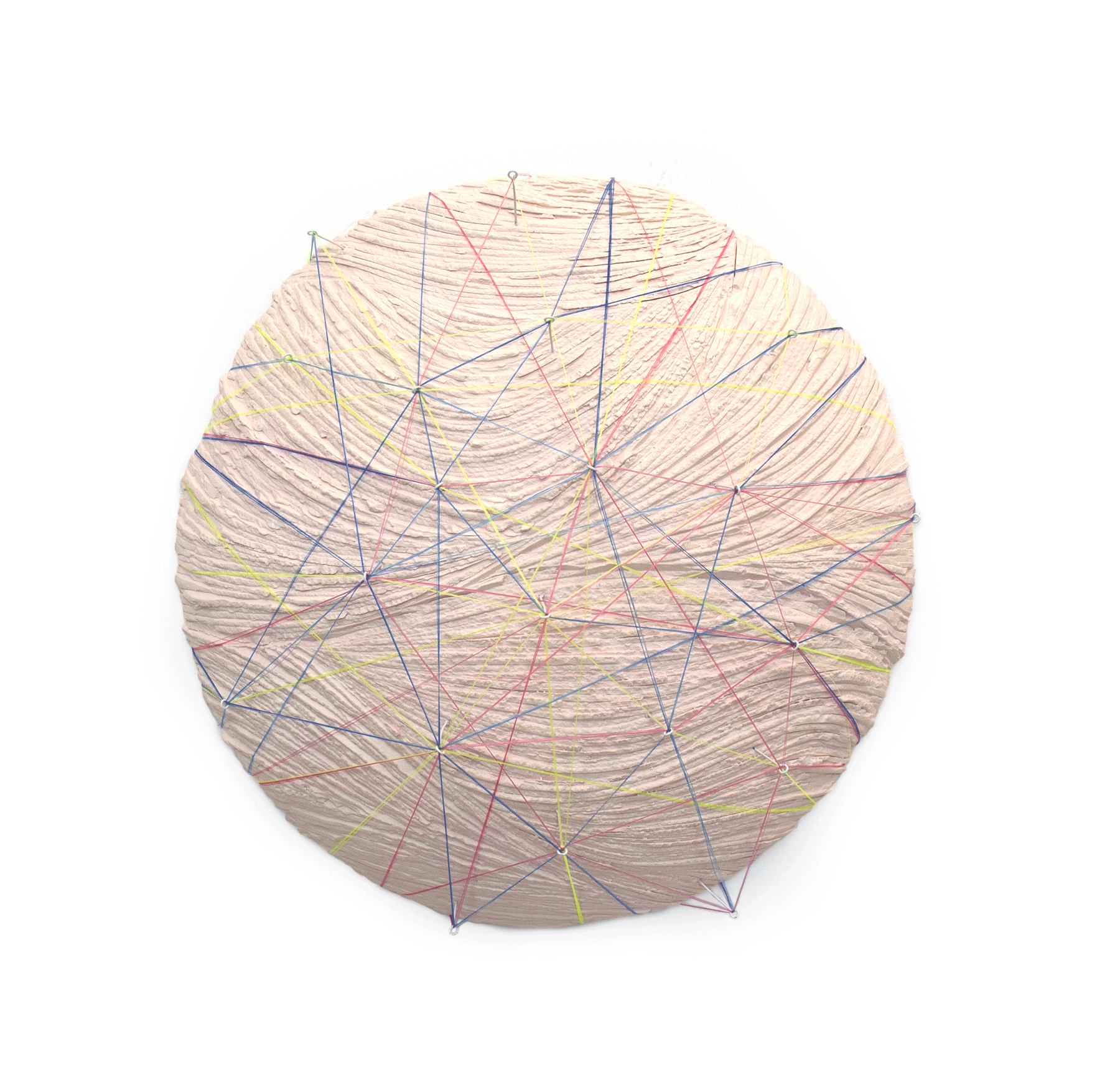 Linear Order Study. Ceramic, terra sigillata, stain, monofilament, hardware. 11''x11''x4''2018