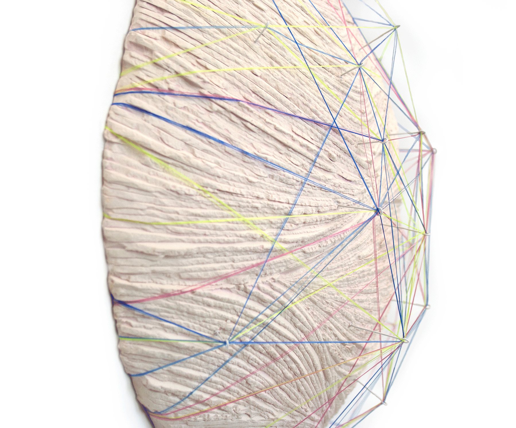 Linear Order Study. Ceramic, terra sigillata, stain, monofilament, hardware. 11''x11''x4''2018