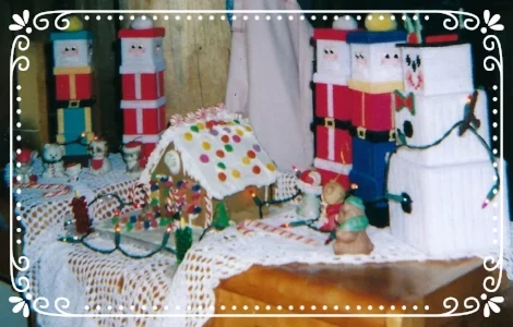 Home made Christmas decorations and gingerbread house