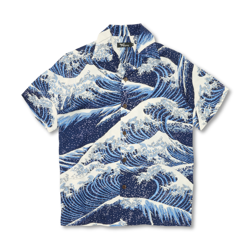 HOKUSAI'S "GREAT WAVE"     Silk Aloha Shirt