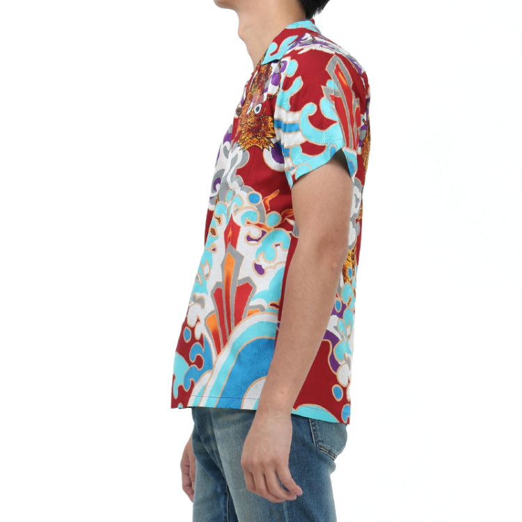 DRAGON / Silk Aloha Shirt - Japanese Kimono Aloha Pagong Japan
