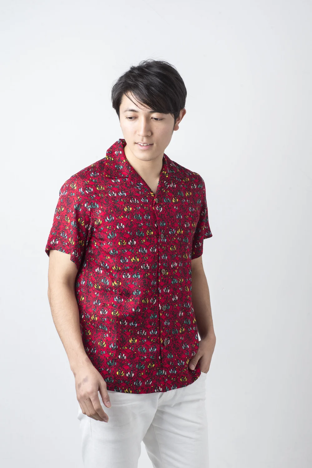 KOKEKOKO!! (Red) Silk Aloha Shirt - Japanese Kimono Aloha Shirts
