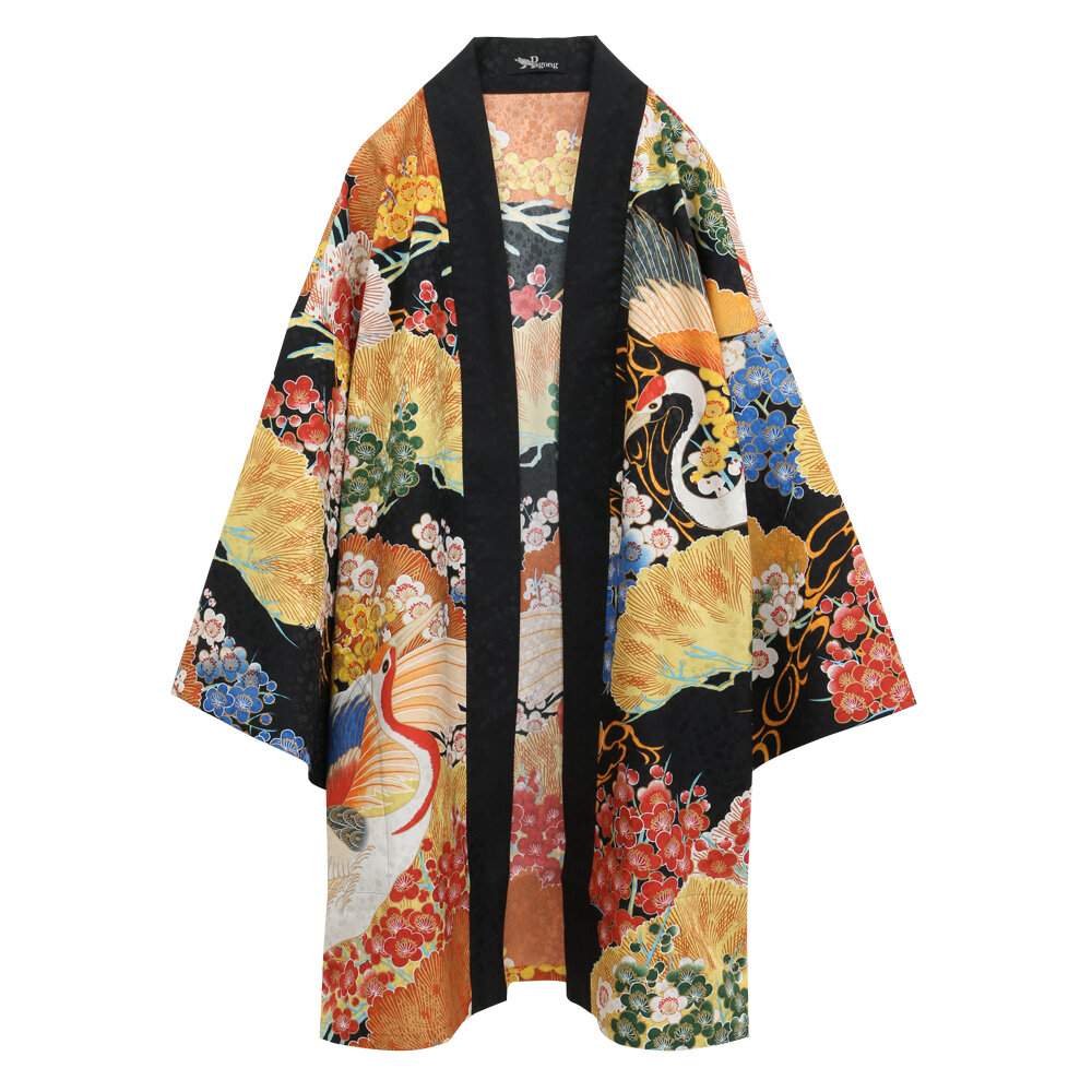 ONE HUNDRED ANNIVERSARY CRANES | KIMONO HAORI - Japanese Kimono Aloha Shirts Pagong Kyoto Japan