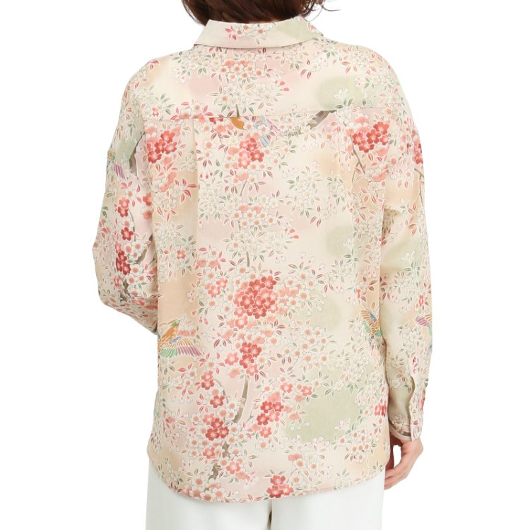 SAKURA | Long Sleeve Blouse - Japanese Kimono Aloha Shirts Pagong 