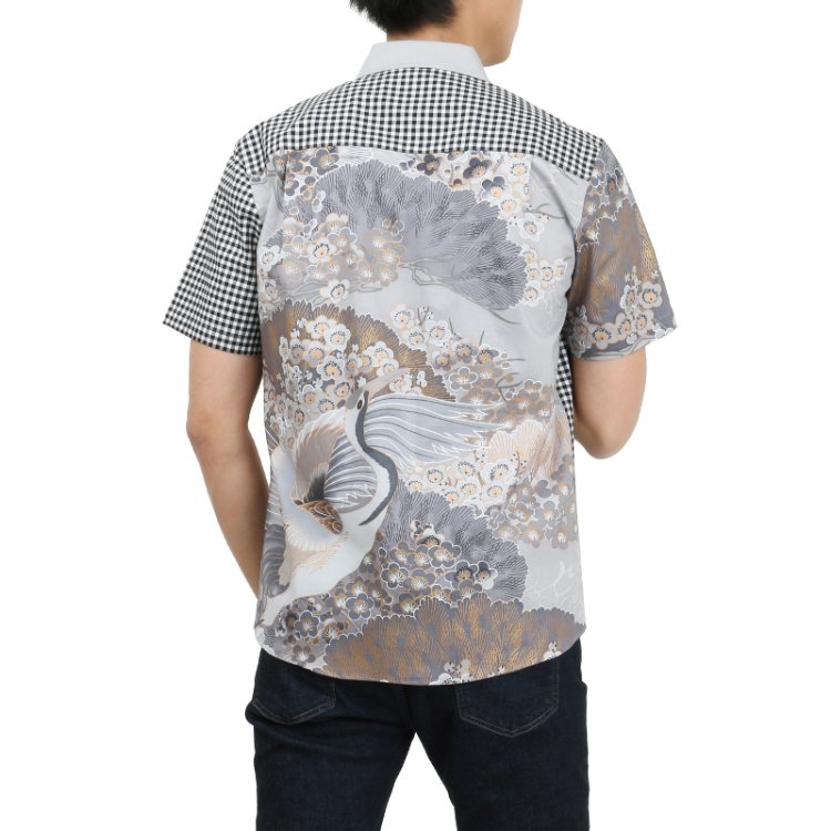 Japanese Cranes Men’s Short Sleeve Button-Down Shirt – Business Casual Style