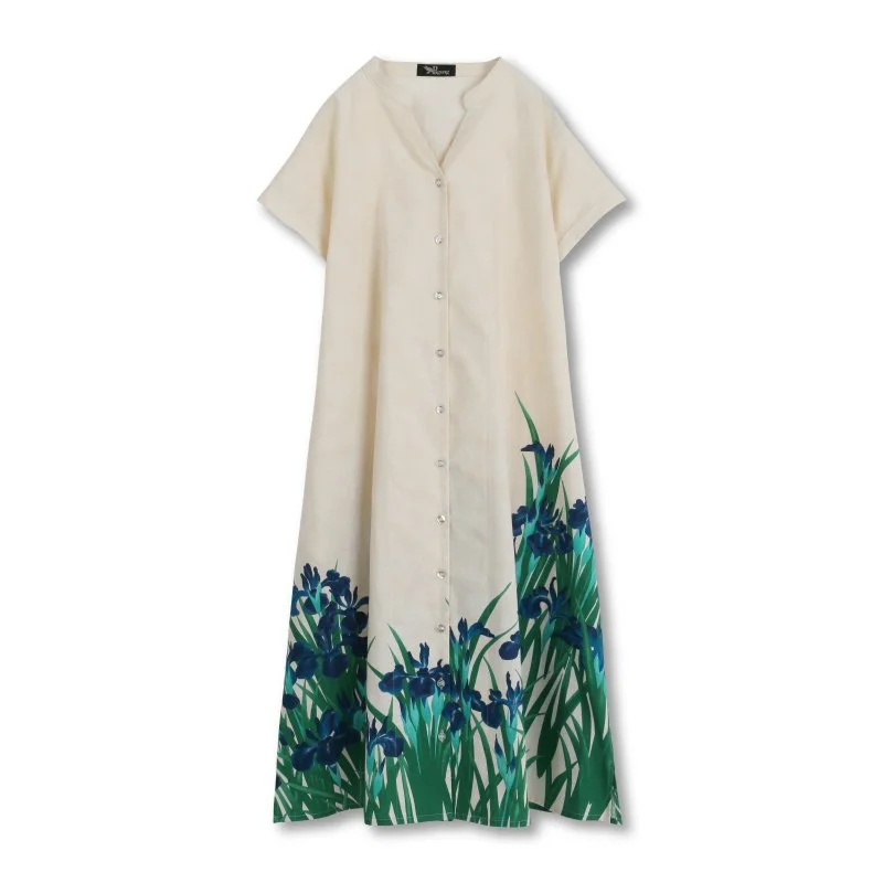 Japanese Irises Cotton Dress