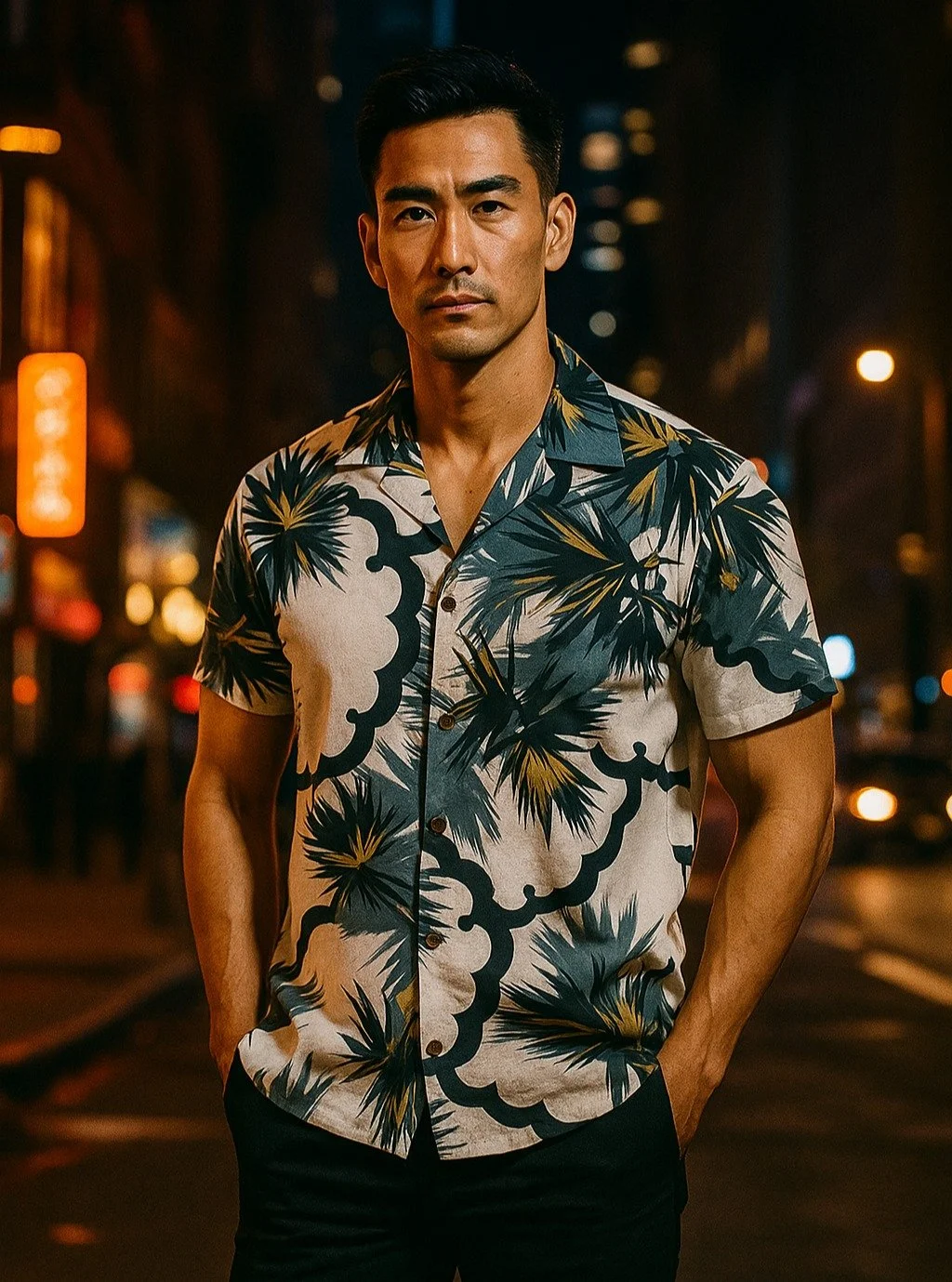 &quot;Pine and Snowflake&quot; Silk Kimono Aloha Shirt
&lt; 2007 Summer Collection &gt;

Pine trees are said to have a lifespan of 1,000 years, and are known as evergreen trees that grow lush throughout the four seasons. They are also known as &quot;
