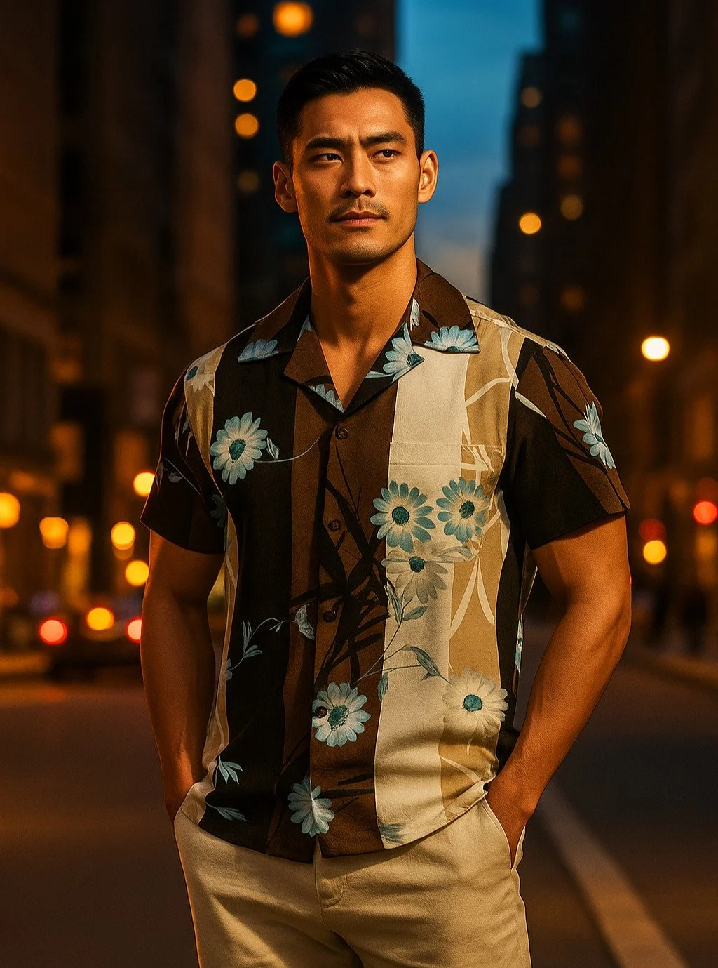 &quot;Bamboo and Chrysanthemum&quot; Silk Kimono Aloha Shirt
&lt; 2008 Summer Collection &gt;

The bamboo is an essential part of kadomatsu decorations.
Bamboo, which retains its vibrant green color all year round and shows great vitality, has been u