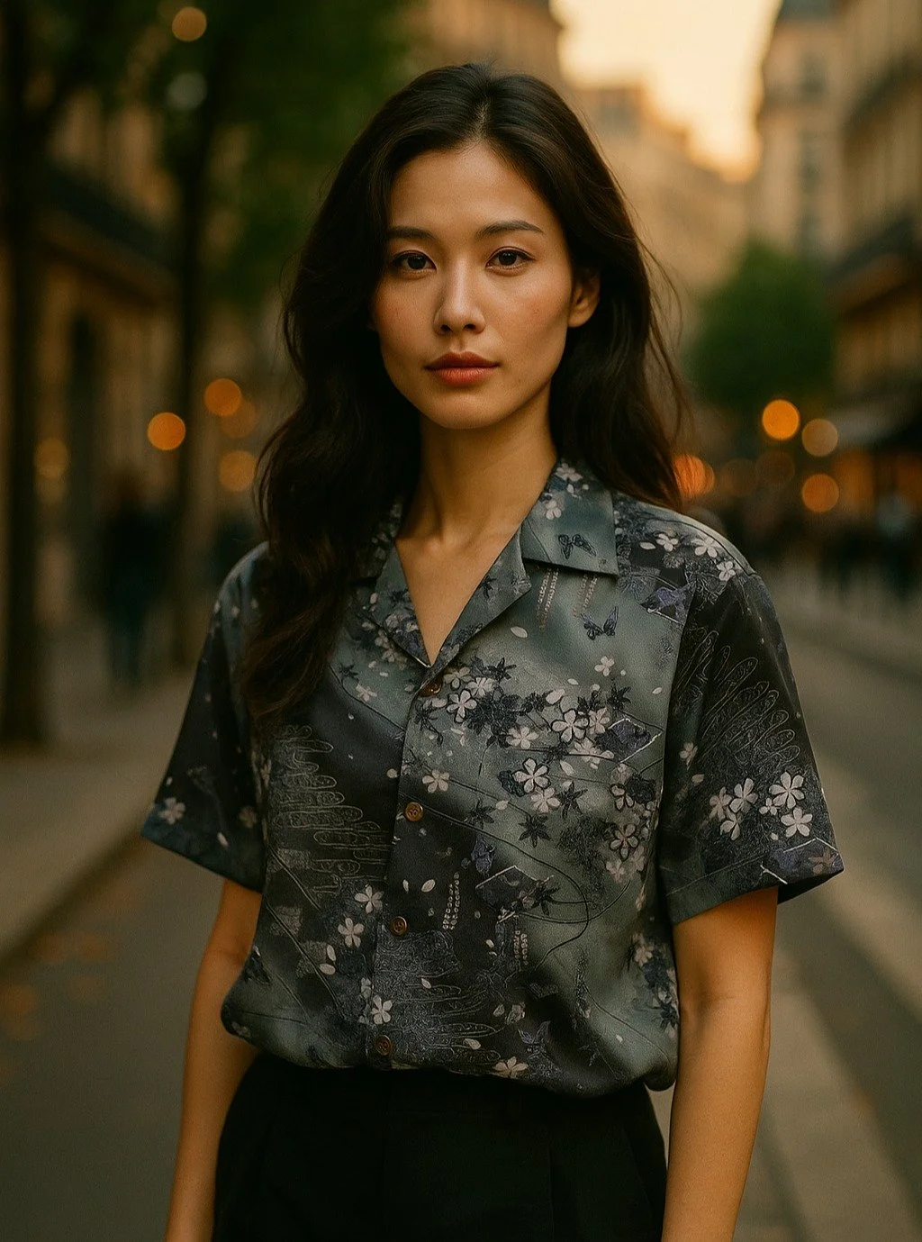 &quot;Shades of Sakura&quot; Silk Kimono Aloha Shirt
&lt; 2003 Summer Collection &gt;

This pattern dates back to the 1970s. In this era, the emphasis was on the beauty of design.
However, this pattern combines classical patterns, and various meaning