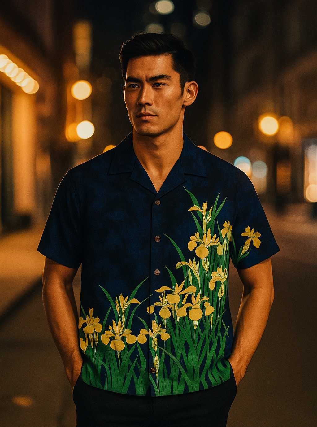 &quot; Japanese Irises&quot; Dry Kimono Aloha Shirt
&lt; 2022 Summer Collection &gt;

This exquisite pattern was inspired by a work of art in the collection of the Metropolitan Museum of Art in New York called &ldquo;Irises at Yatsuhashi (Eight Bridg