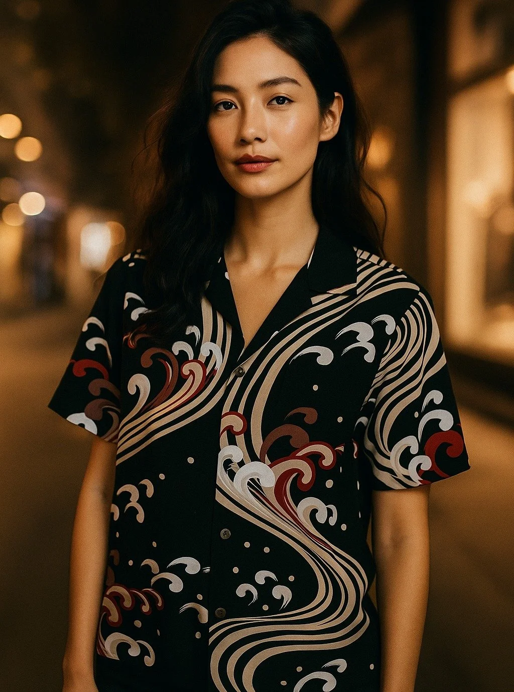 &quot;Flowing Water&quot; Rayon Kimono Aloha Shirt
&lt; 2006 Summer Collection &gt;

Water is essential to all living things and is the source of life for humans, who yearn for happiness.
In Japan, water holds deep cultural significance and is called