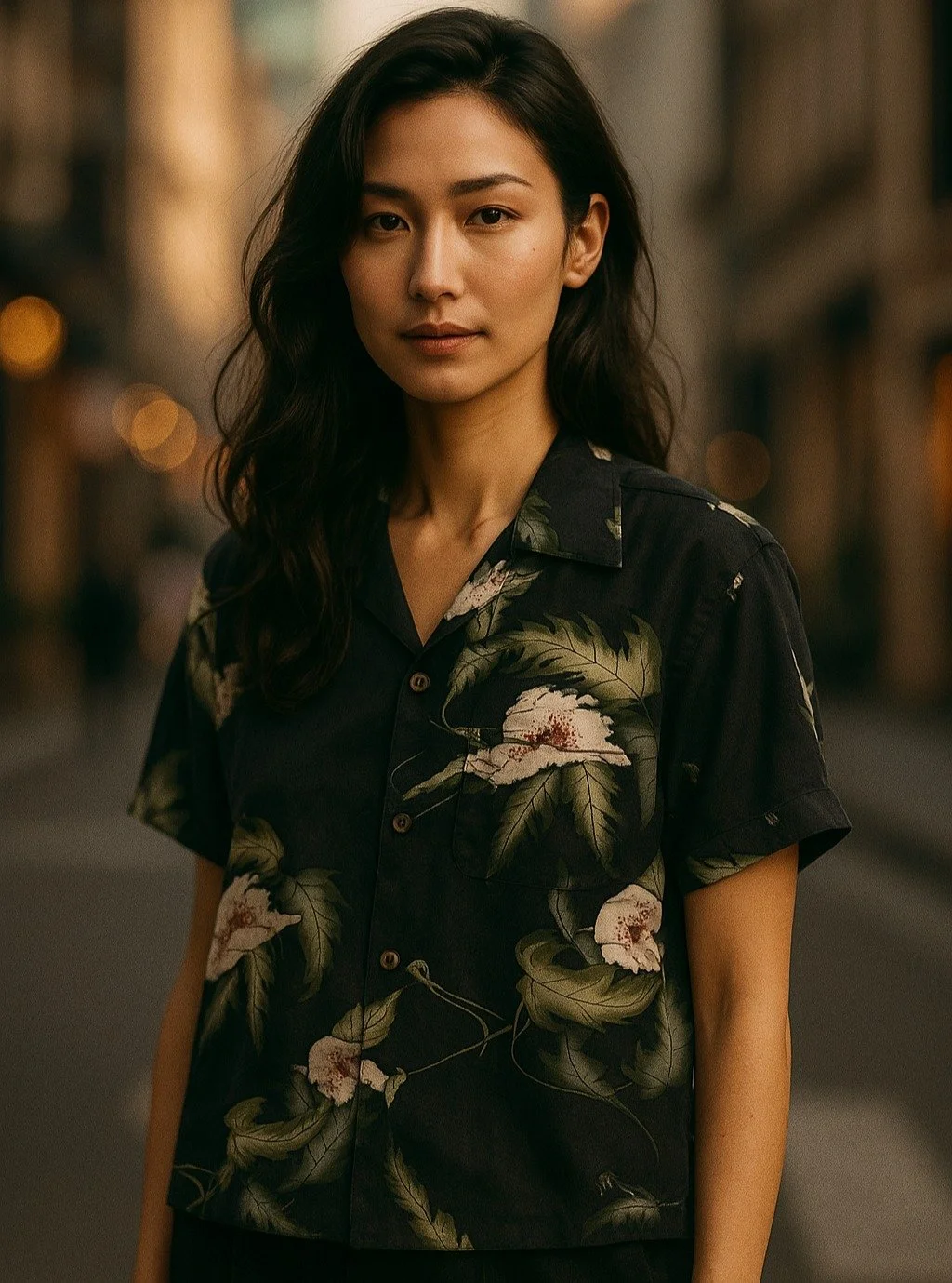 Keshi &quot;Stylized Poppy&quot; Silk Kimono Aloha Shirt
&lt; 2003 Summer Collection &gt;

The poppy blooms from April to June, and its beautiful flowers and shape of fruit make it an ideal subject for kimono design. This pattern has a painterly feel