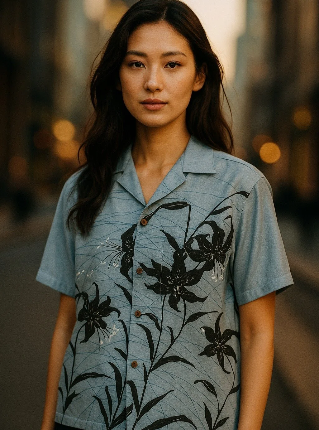 &quot;Lily and Morning Dew&quot; Silk Kimono Aloha Shirt
&lt; 2016 Summer Collection &gt;

Japan is known as the land of lilies, and they have been growing wild in the mountains and fields since the Manyo period. The bulbs are called lily roots, a ty