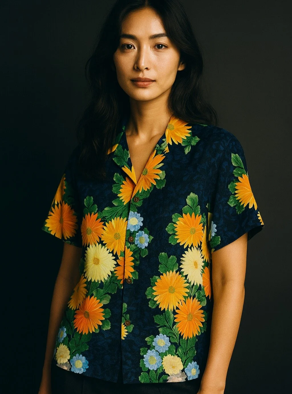 "Everblossom" Rayon Kimono Aloha Shirt
< 2018 Summer Collection >

"Chiyo-misou" is another name for chrysanthemum, a plant deeply rooted in cultural tradition and symbolism. Chrysanthemum represents perpetual youth and long