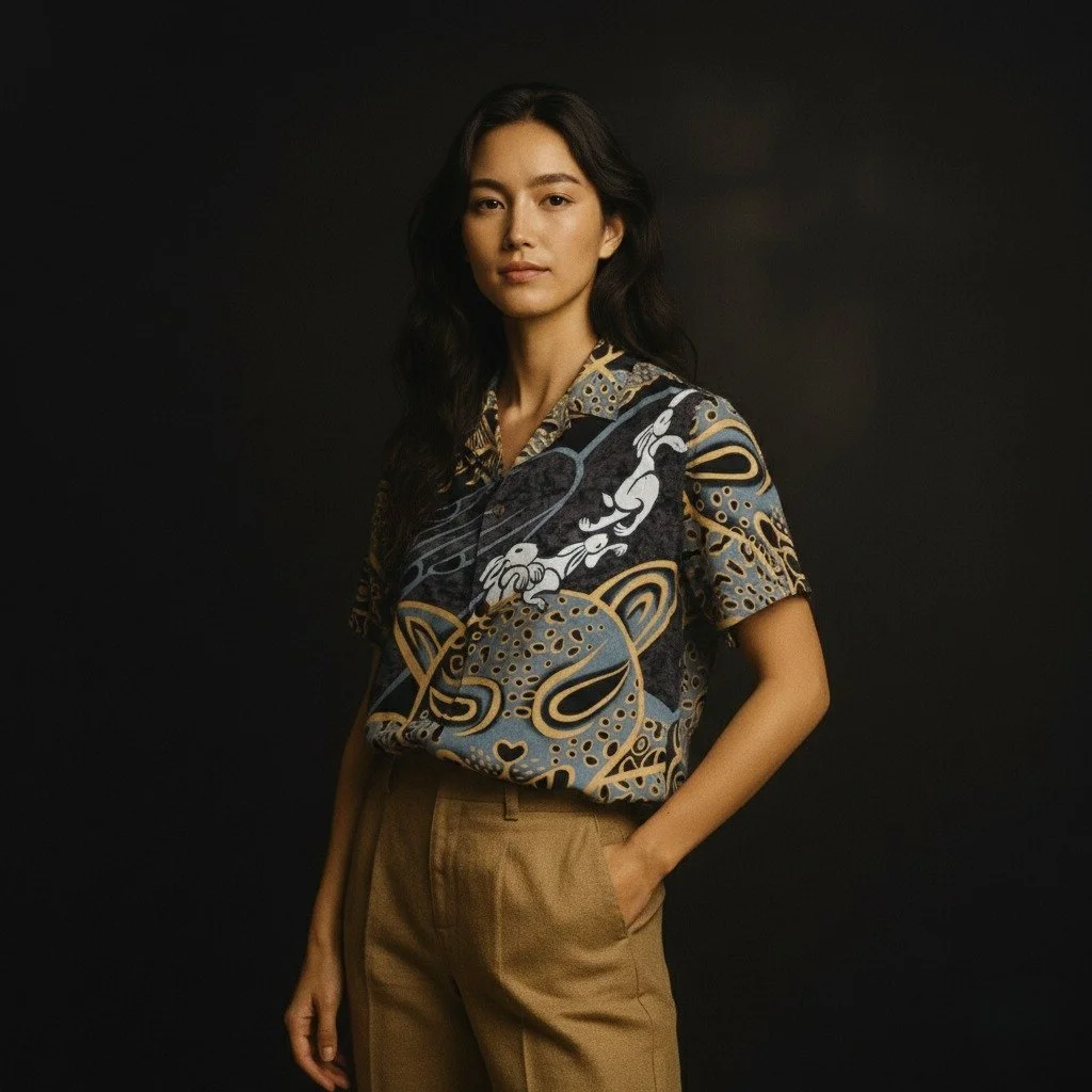 "Heian Baroque" Silk Kimono Aloha Shirt
< 2017 Summer Collection >

Rock artist Hideki Kimura, also known as Keyan, produced many legendary events domestically and internationally during the early days of Japanese rock.

This "He